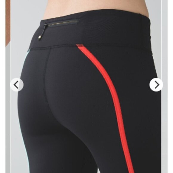 Lululemon Pedal To The Medal 7/8 Tight Black / Alarming / Tranquil Blue Size 4 - Picture 3 of 16